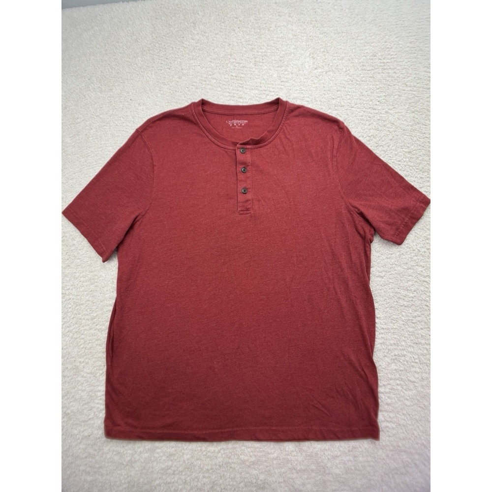 Croft & Barrow Men's Red T Shirt Short Sleeve Size Large Casual Button up EUC